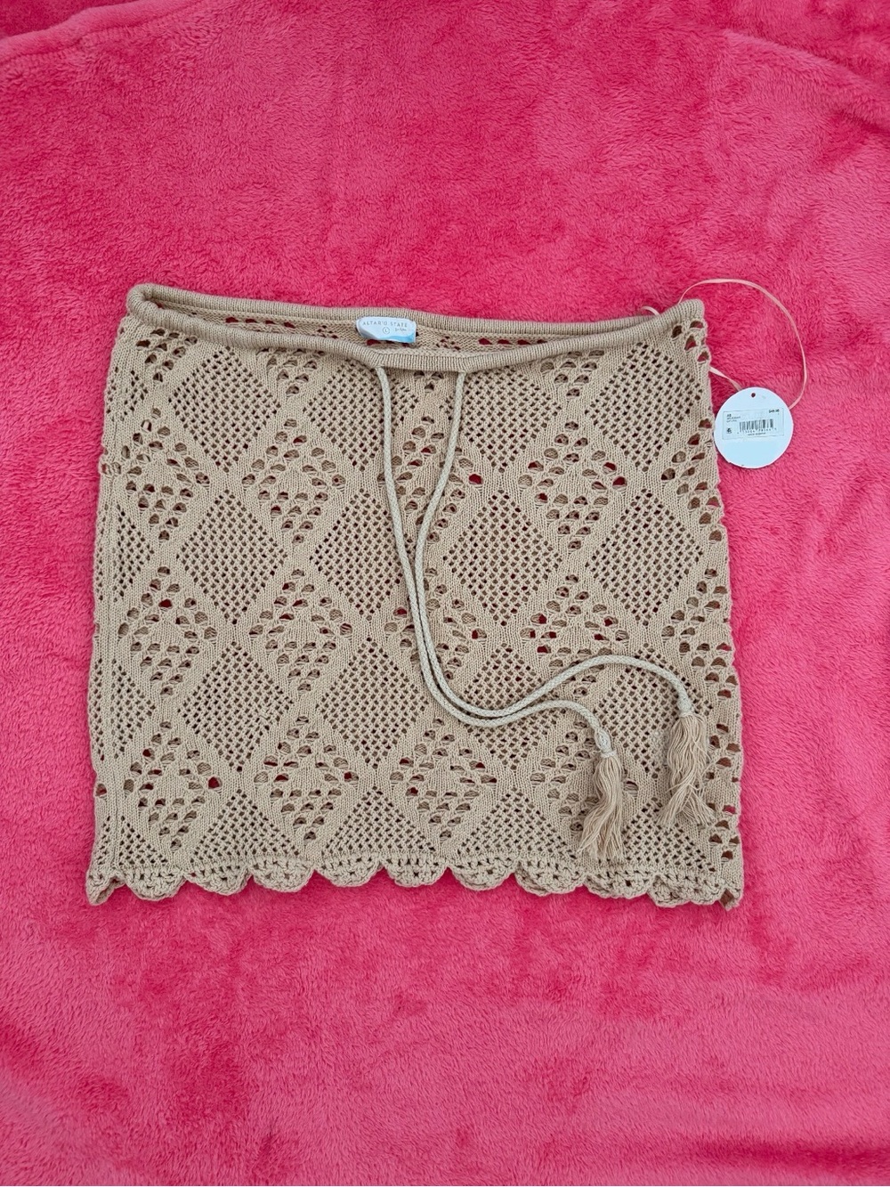 Altar'd State Beige Crochet Knit Swim Coverup Skirt